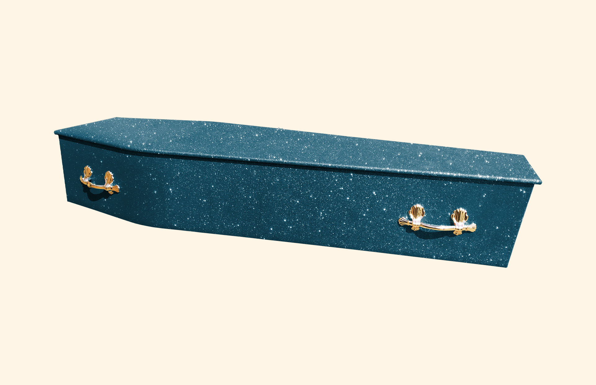 Midnight Blue Glitter over a traditional coffin